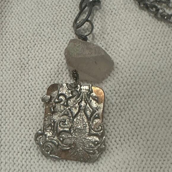 Vintage Look Raw Diamond Stone Necklace - Picture 4 of 5